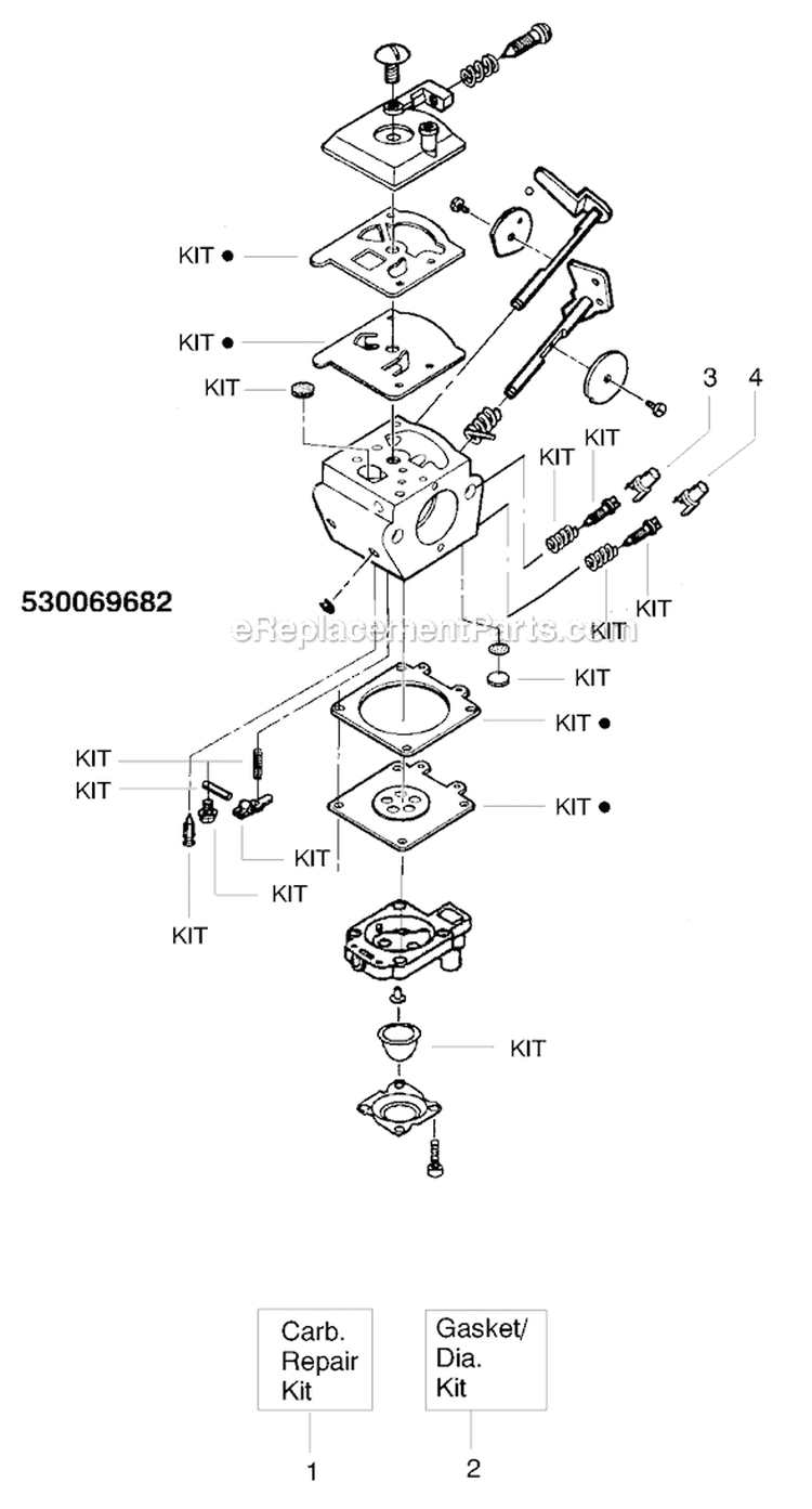 Page B Diagram and Parts List for GHT180 Type 1 Weed Eater Hedge Trimmer